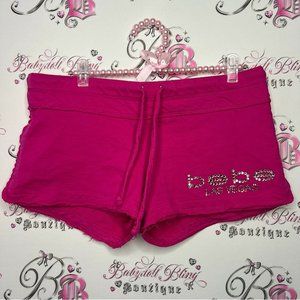 Bebe shorts Las Vegas Swarovski crystals bling rhinestone pink booty shorts y2k